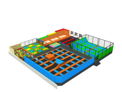 Venta caliente colorido comercial trampolín interior parque KP-160804